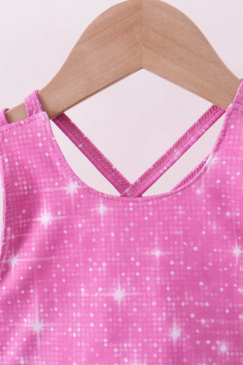 Pink glitter skort set