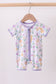 Purple floral print romper