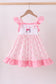 Pink bow bunny embroidery ruffle dress