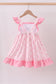Pink bow bunny embroidery ruffle dress