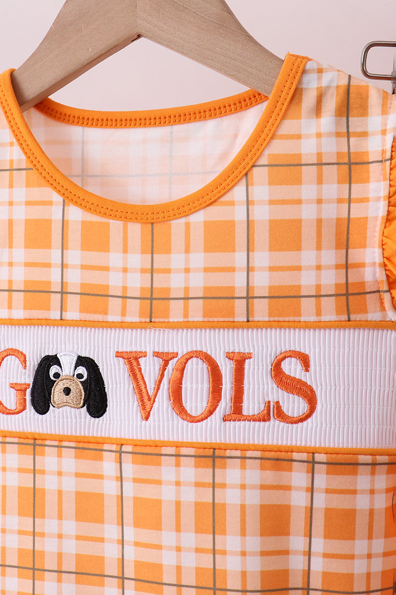 Tennessee Go vols smocked plaid ruffle shorts set