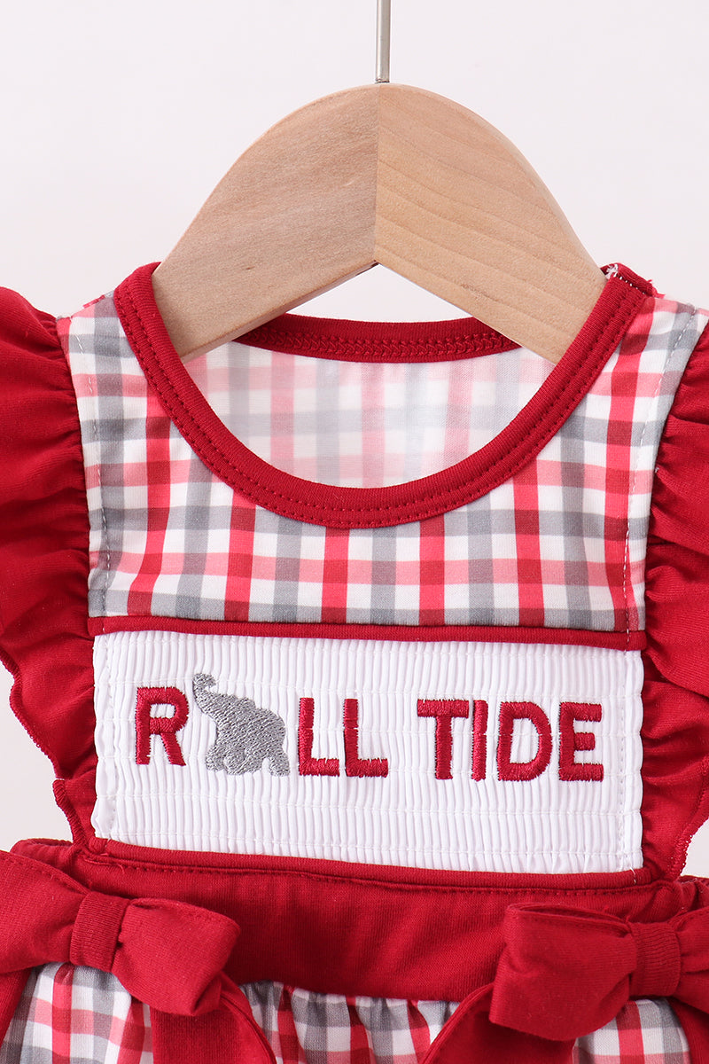 Alabama roll tide smocked ruffle plaid bubble