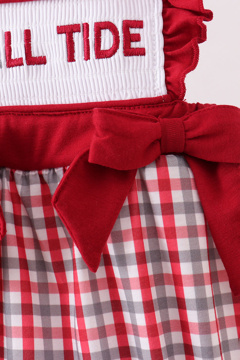 Alabama roll tide smocked ruffle plaid bubble