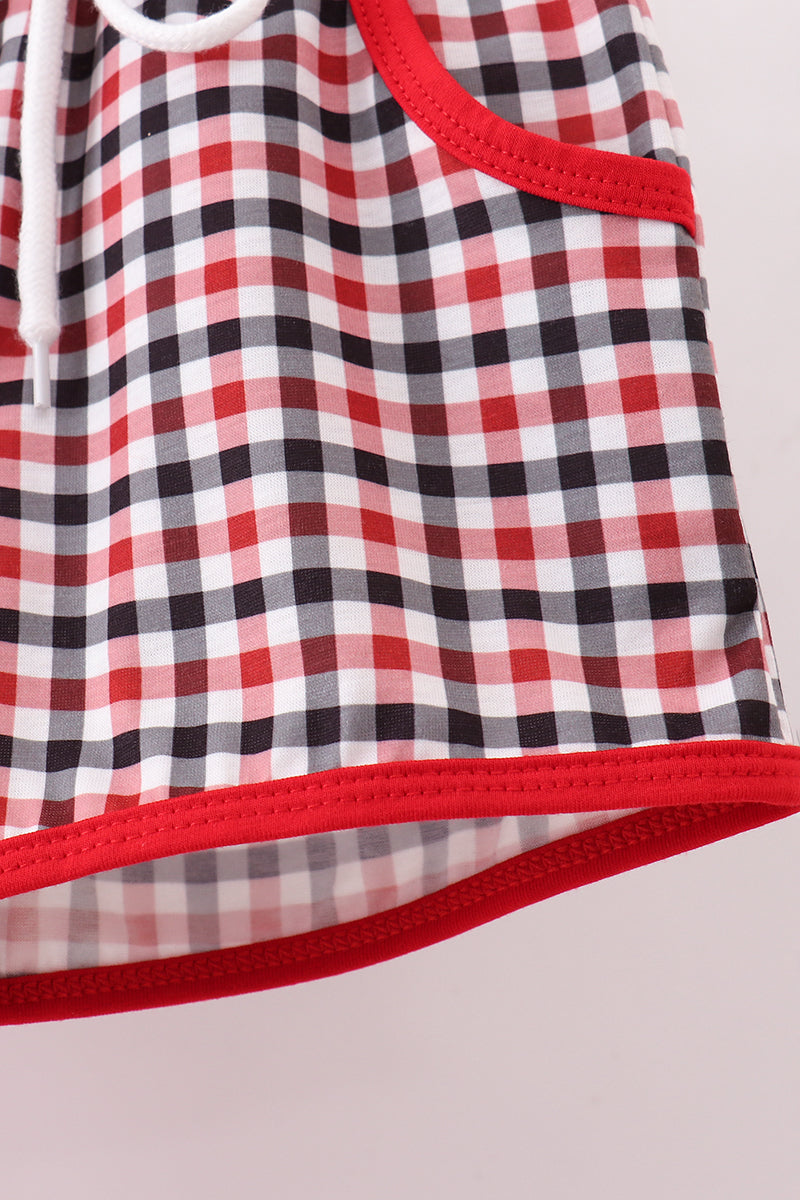 Georgia go dawgs embroidery plaid shorts set