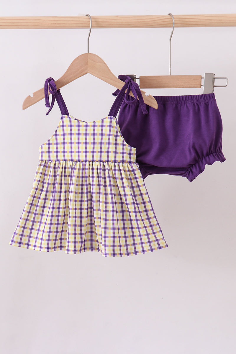 Purple LSU GEAUX applique bloomer set