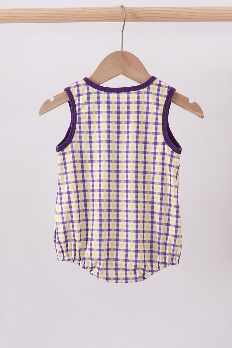 Purple LSU GEAUX smocked bubble