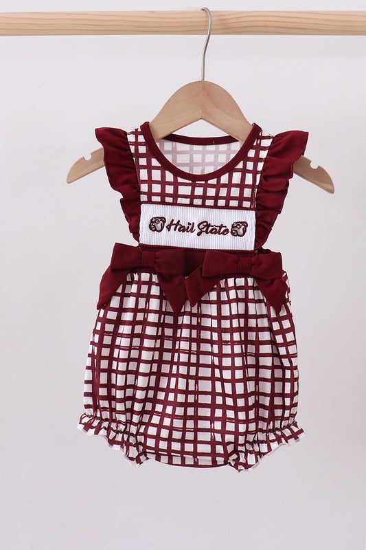 Mississippi Hail State smocked ruffle gingham bubble