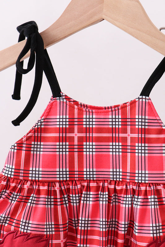 Arkansas applique plaid bloomer set