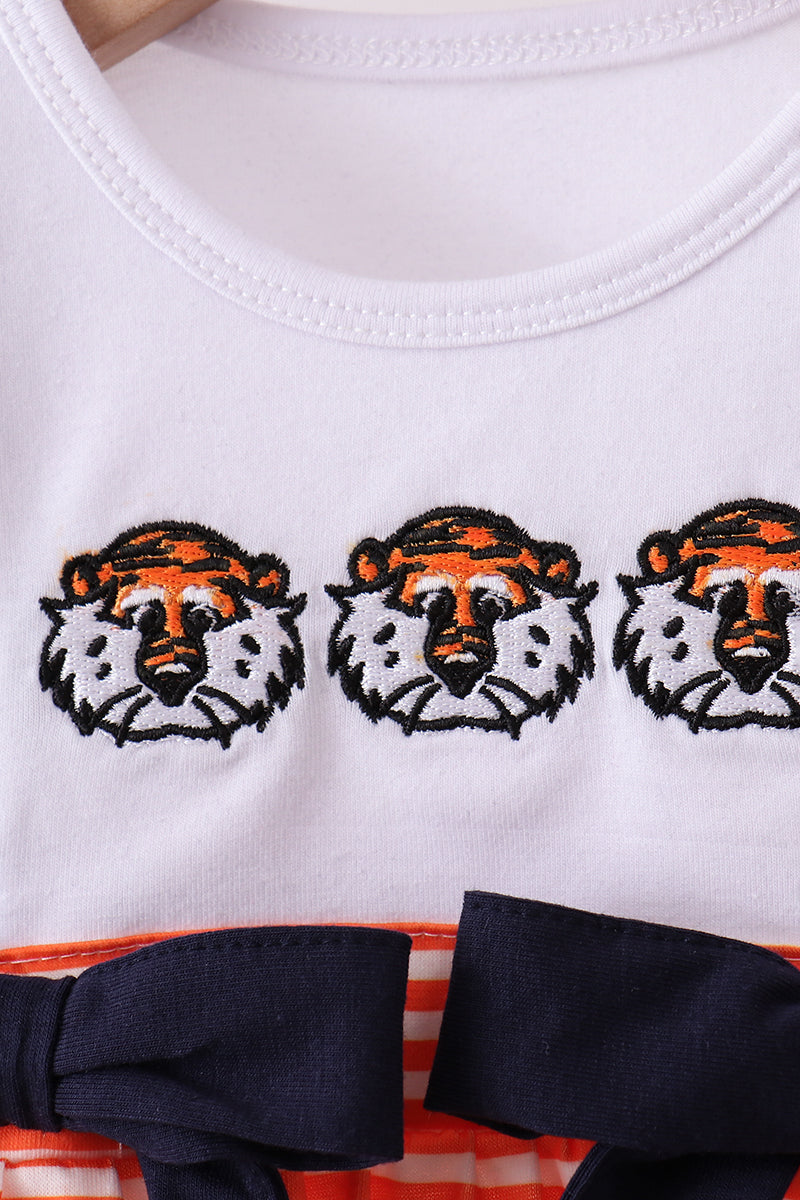 Auburn embroidery ruffle stripe bubble