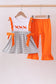 Orange Tennessee embroidery stripe ruffle pants set