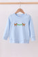 Blue puppy clover embroidery top