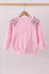 Pink puppy clover embroidery ruffle top