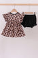 Leopard butterfly smocked ruffle bloomer set