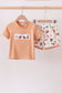 Brown Western Embroidered Shorts Set