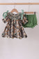 Camouflage smocked bow bloomer set