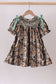 Camouflage smocked bow dress
