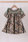 Camouflage smocked bow dress