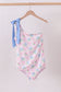 Blue bow floral women swimsuit