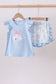 Blue Whale Applique Ruffle Shorts Set