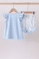 Blue Whale Applique Ruffle Shorts Set