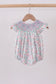Green Floral Smocked Bubble