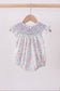 Green Floral Smocked Bubble