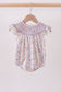 Purple Floral Smocked Ruffle Bubble