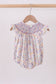 Purple Floral Smocked Ruffle Bubble