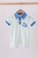 Blue stripe excavator embroidery stripe romper