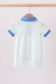 Blue stripe excavator embroidery stripe romper