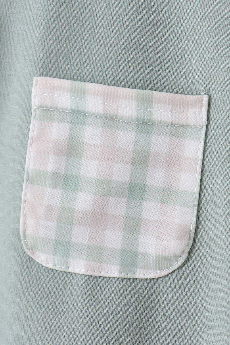 Sage plaid shorts set