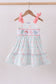 Pink shell starfish embroidery bow ruffle dress