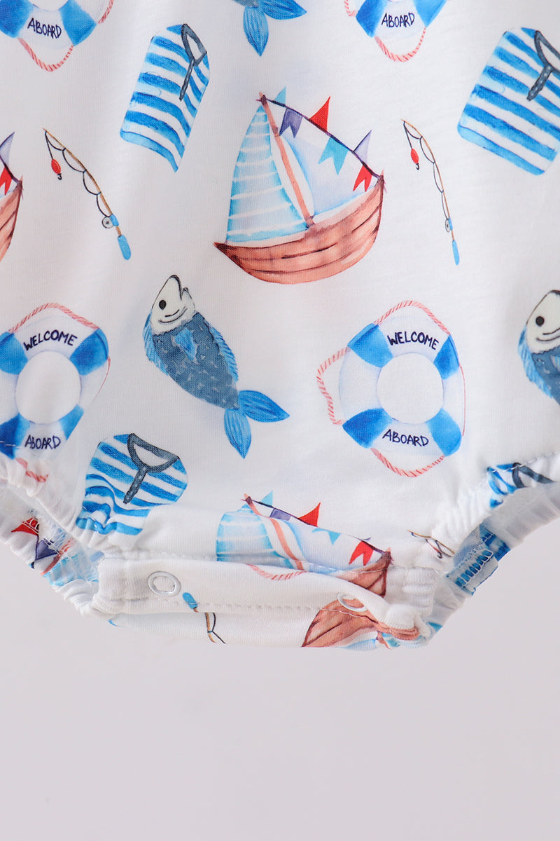 Blue sailboat print bubble