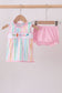 Multicolored stripe marine embroidery bloomer set