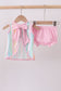 Multicolored stripe marine embroidery bloomer set