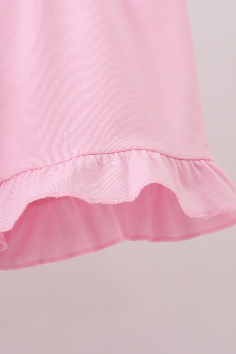 Multicolored stripe marine embroidery ruffle shorts set