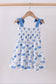 Blue whale smocked ruffle mom&me dress