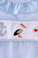 Blue nautical trio embroidery seersucker ruffle bubble