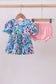 Pink character smocked ruffle bloomer set