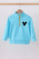 Blue character embroidery zip pullover