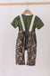 Camouflage duck embroidery overall 2pc set