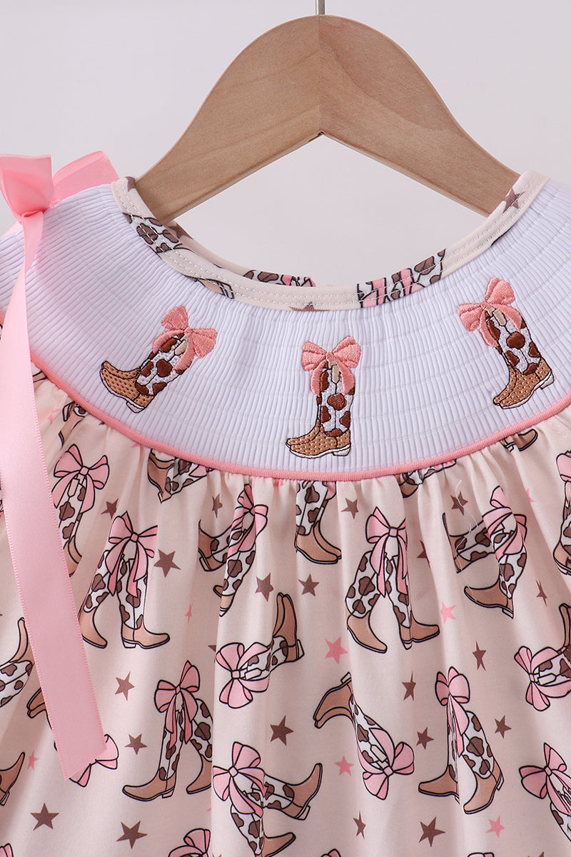 Western cowboy boots smocked dress