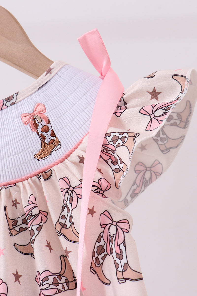 Western cowboy boots smocked dress