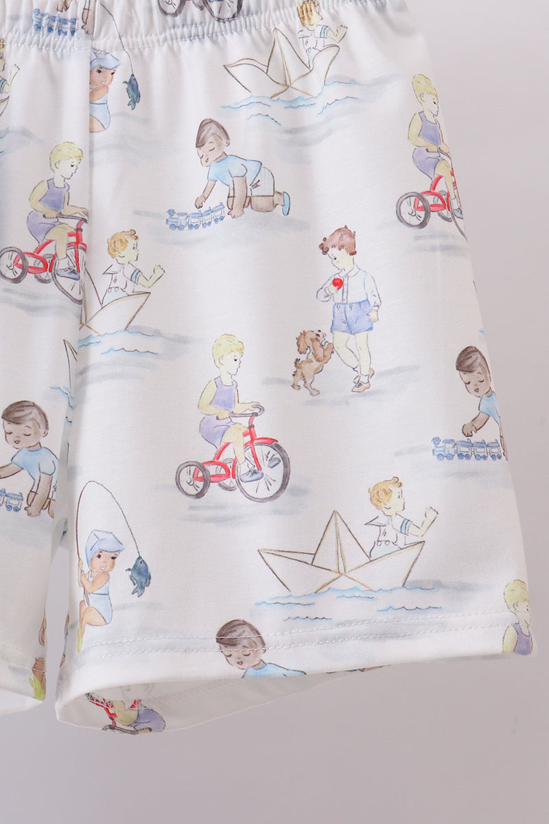 Blue all day adventure shorts set