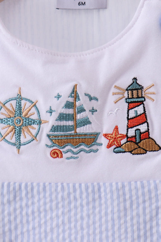 Blue sailboat seersucker jonjon