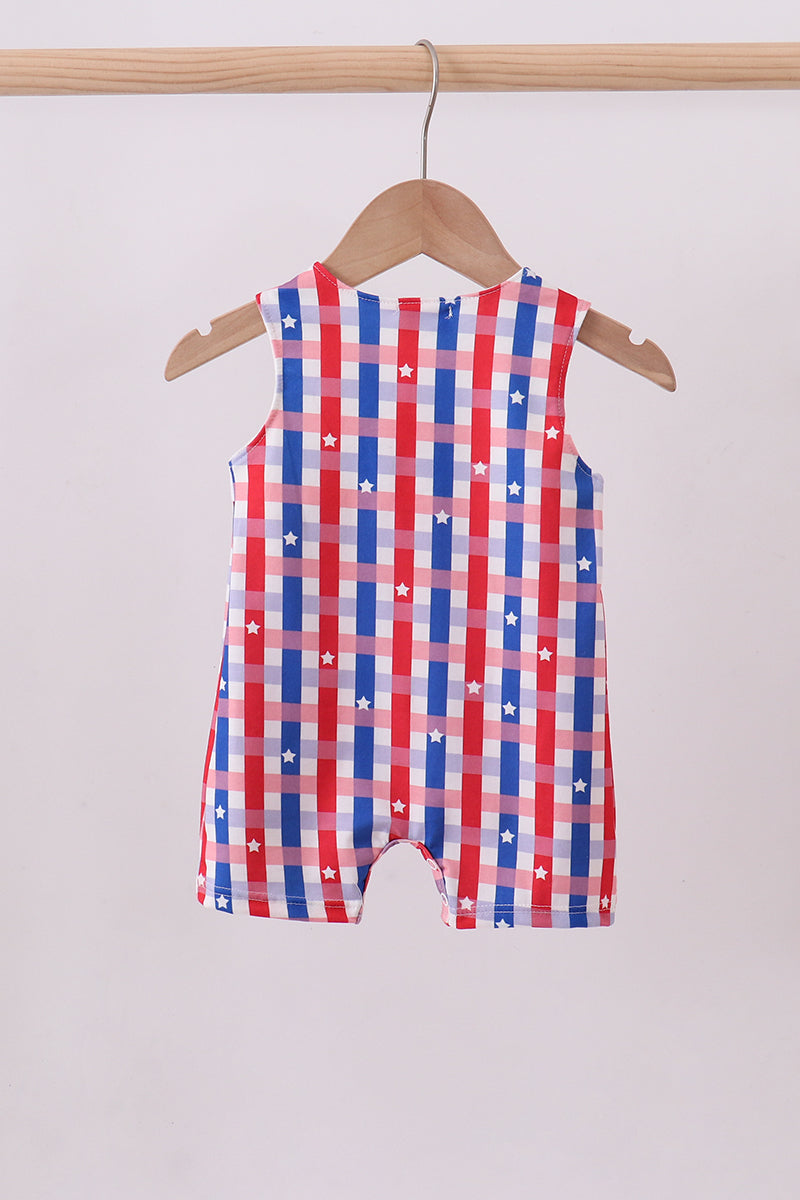 Red puppy embroidery ruffle plaid jonjon