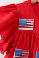 Red flag sequin tiered ruffle dress