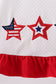 Red star applique ruffle dress