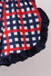Navy flag applique gingham ruffle shorts set