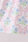 Pink hydrangea bow print ruffle bloomer set